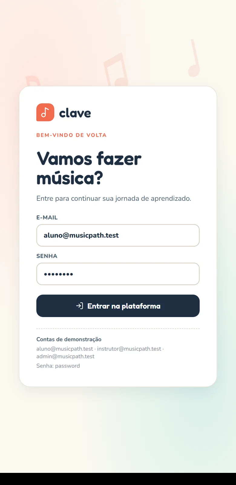 Plataforma Music Path de ensino de música